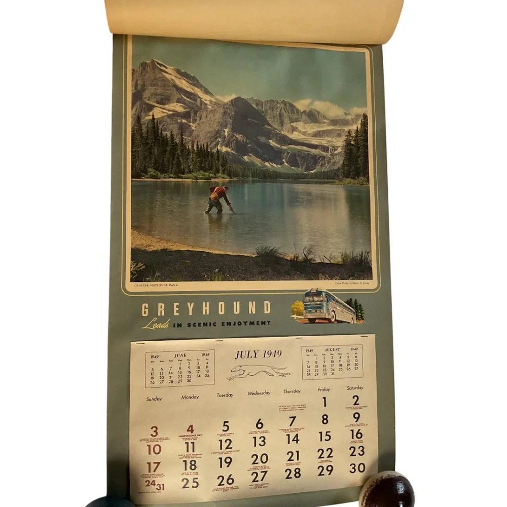 Huge Vintage 1948 Greyhound Calendar